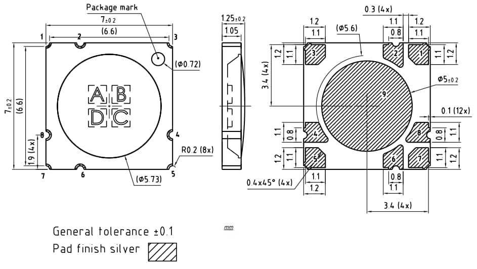 Mechanical Drawing - ams OSRAM LED ENGIN LuxiGen® LZ4-01MNCA/MWCA High Power LEDs